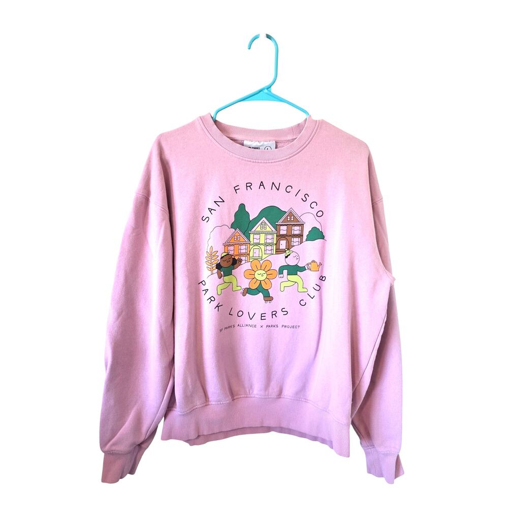 Parks Project San Francisco Parks Alliance Crew Neck Sweatshirt Size Large Pink
